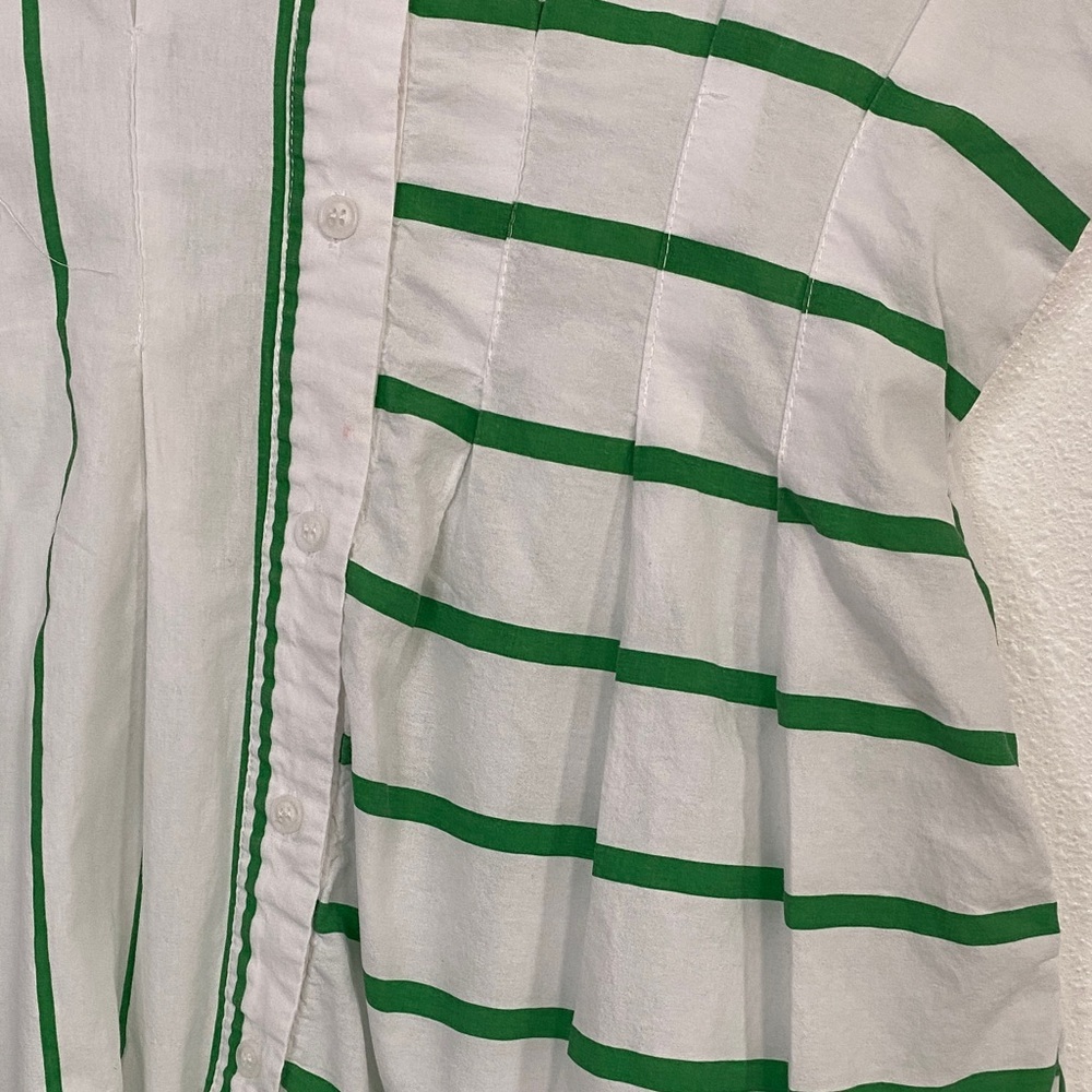 Elegant Green and White Striped Mini Dress - Picture 5 of 14